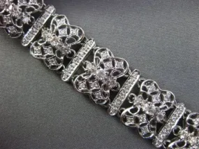 ESTATE WIDE & LONG 2.77CT DIAMOND 18KT WHITE GOLD FILIGREE HANDCRAFTED BRACELET