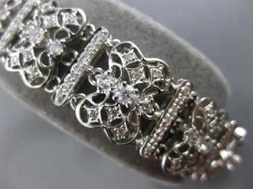 ESTATE WIDE & LONG 2.77CT DIAMOND 18KT WHITE GOLD FILIGREE HANDCRAFTED BRACELET