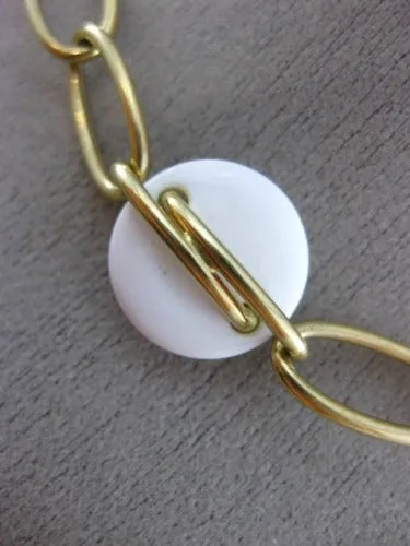 ESTATE WIDE & LONG AAA WHITE & BLACK ONYX 14KT YELLOW GOLD 3D LINK LOVE NECKLACE