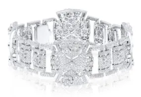 EXTRA LARGE 12.25CT DIAMOND 18KT WHITE GOLD 3D OPEN FILIGREE TENNIS BRACELET