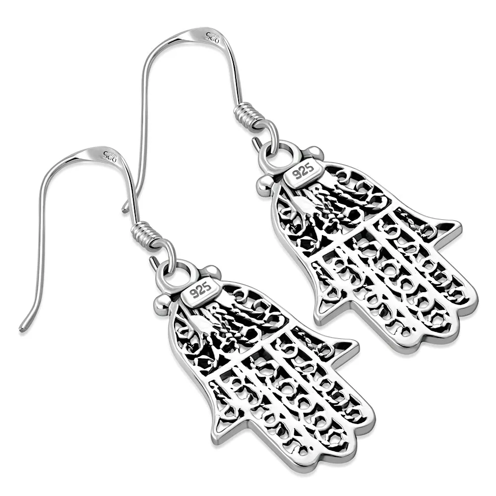 Filigree work Hamsa Earring with Turquoise