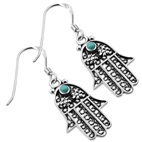 Filigree work Hamsa Earring with Turquoise
