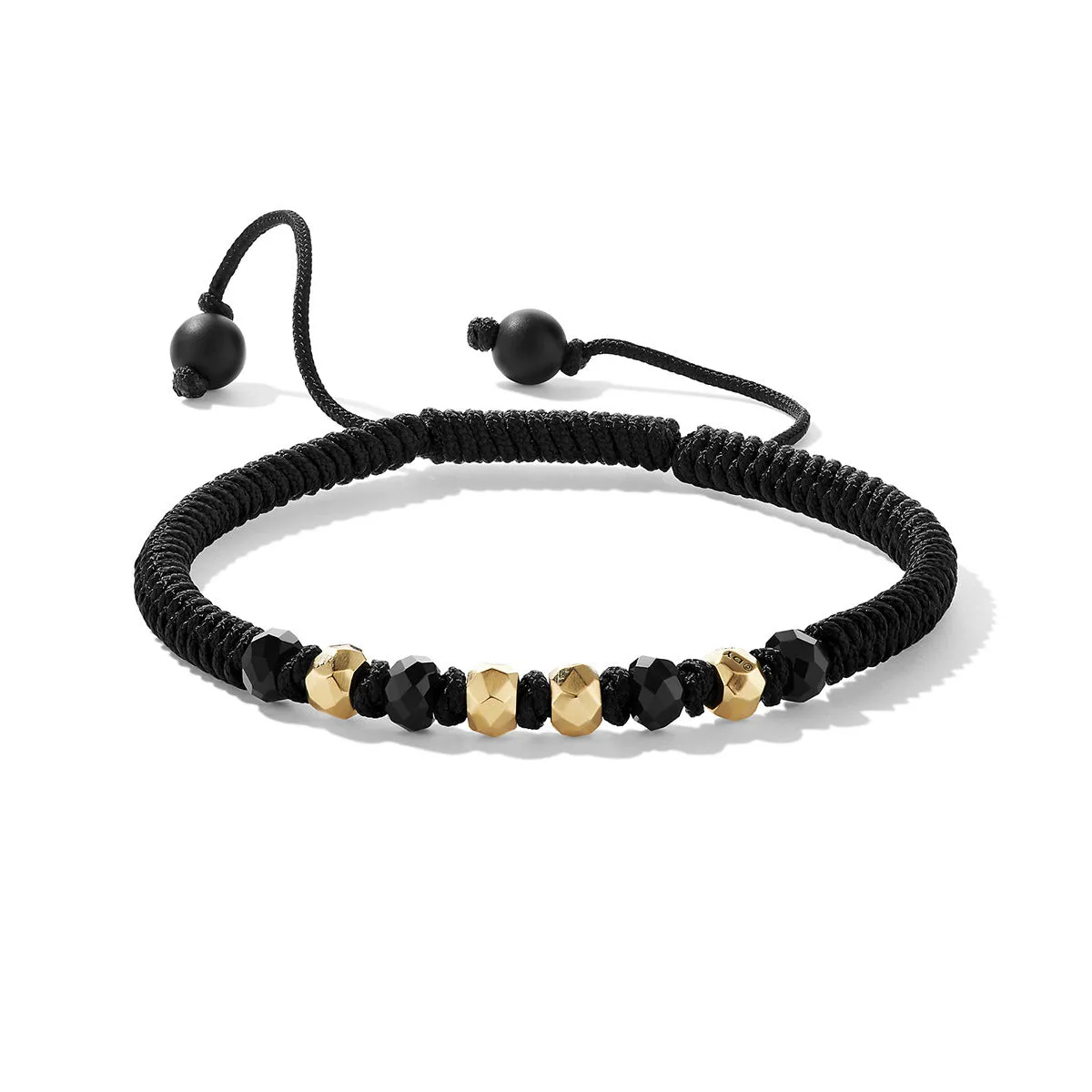 Fortune Woven Black Nylon Bracelet with Black Onyx and 18K Yellow Gold