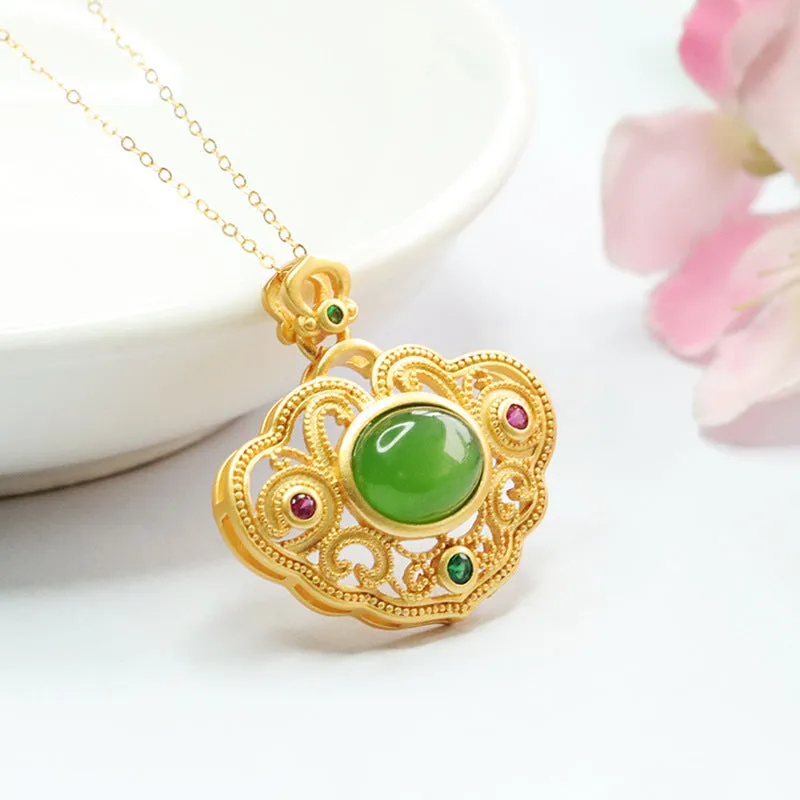 Fortune's Favor Hetian Jade Ruyi Pendant Necklace