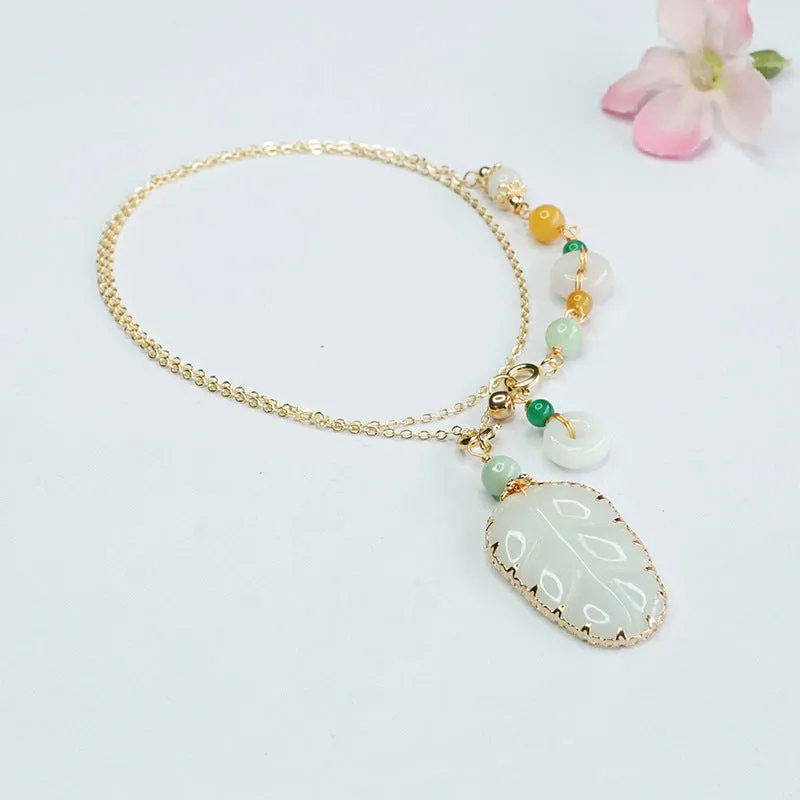 Fortune's Favor Sterling Silver Jadeite Leaf Necklace