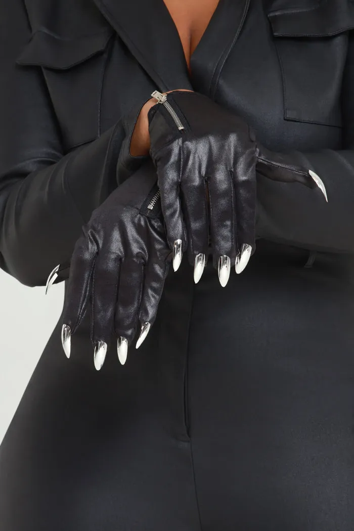 Fresh Set Nail Adorned Gloves - Black