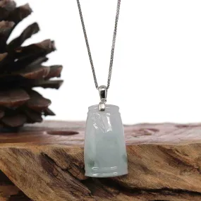 Genuine Burmese Ice Blue-green Jadeite Jade Bamboo Pendant Necklace