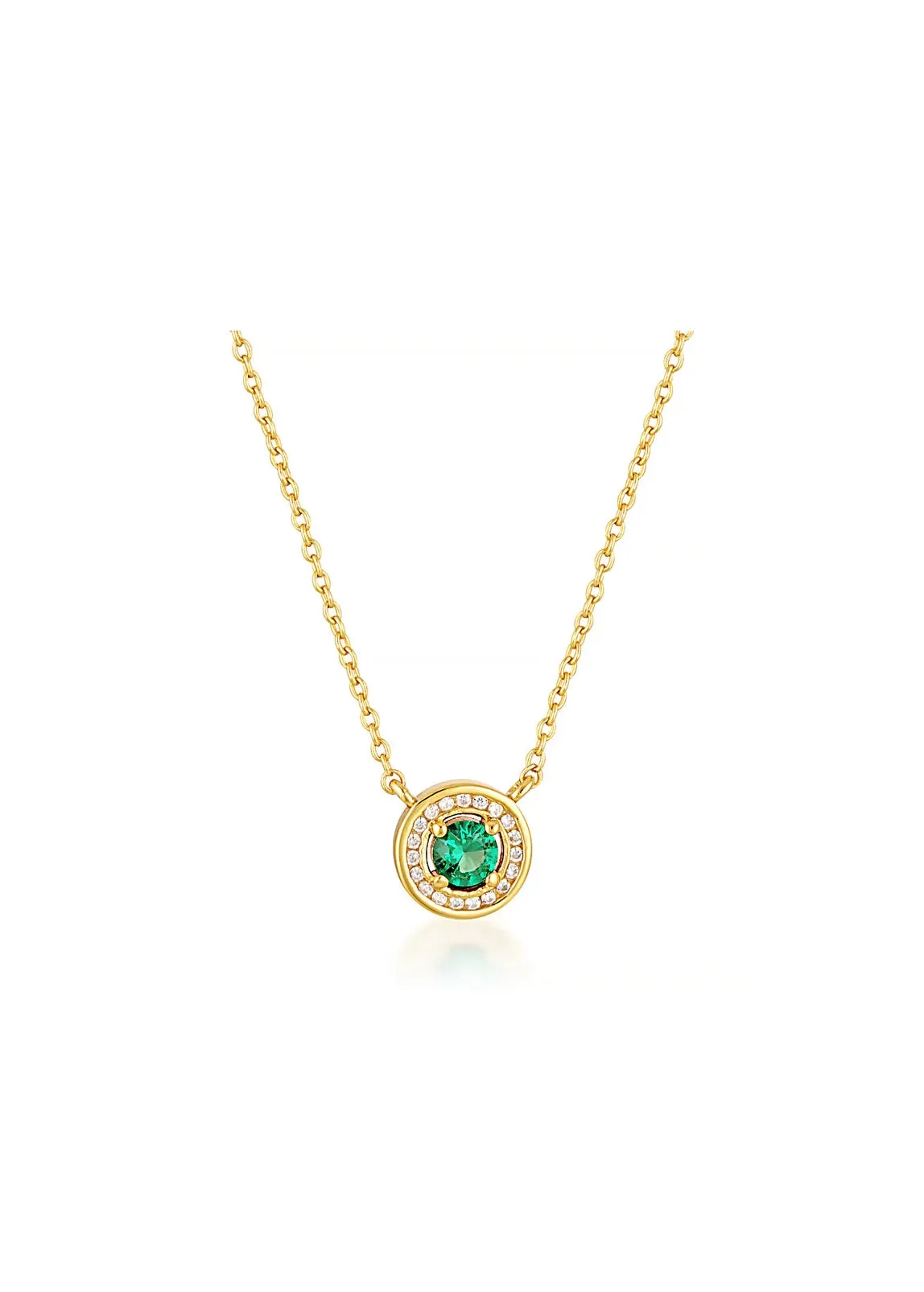 GEORGINI MILESTONE EMERALD NANO HALO PENDANT NECKLACE GOLD IP1164GR
