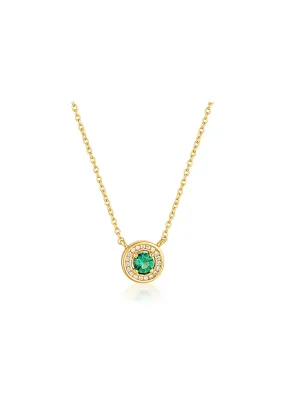 GEORGINI MILESTONE EMERALD NANO HALO PENDANT NECKLACE GOLD IP1164GR
