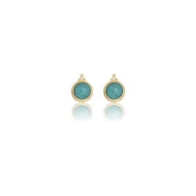 Georgini Natural Turquoise and Two Natural Diamond December Earrings - Gold