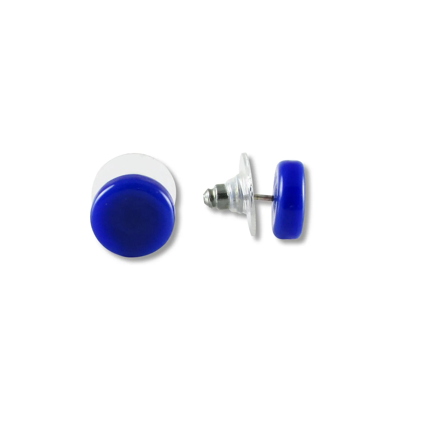 Glass Circle Studs - Blue