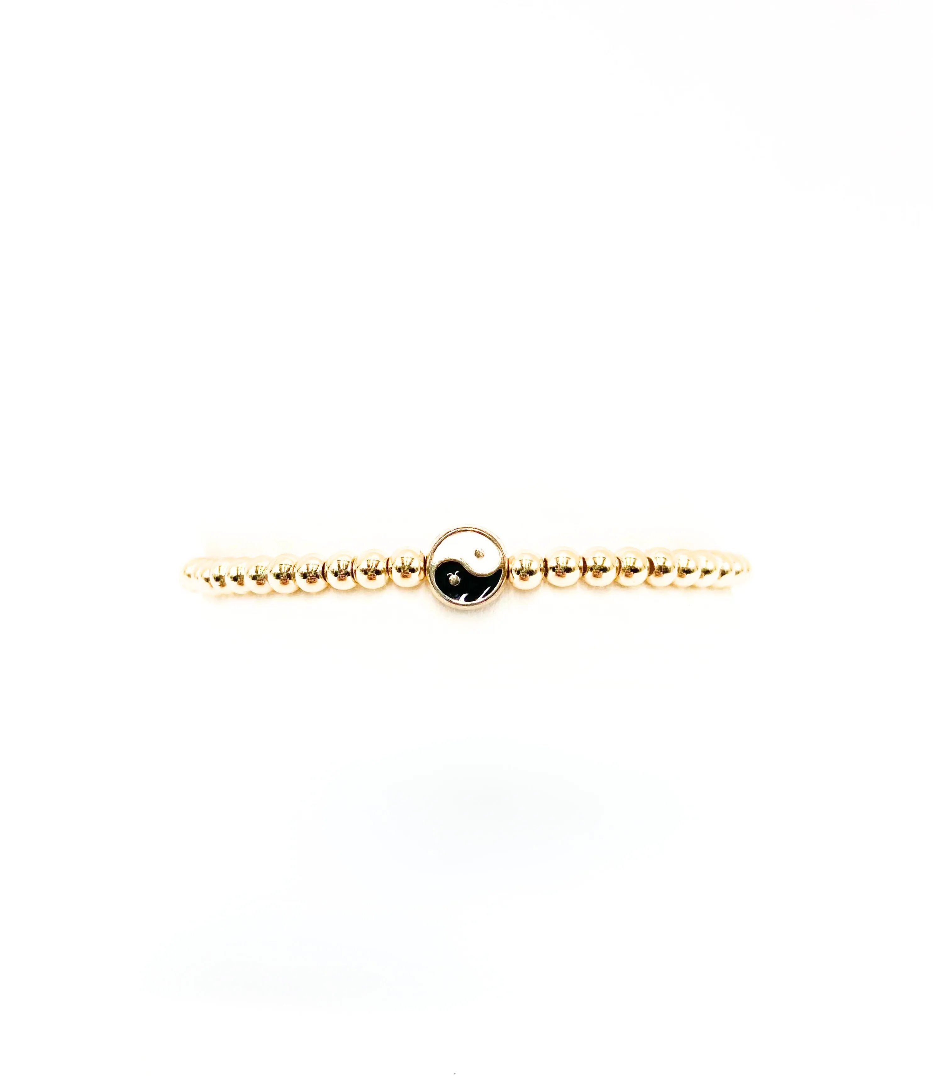 Gold Beaded Stretch with Yin and Yang