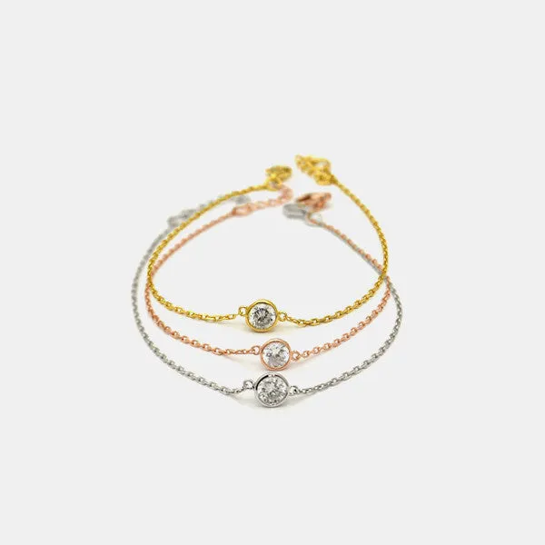 Gold-Dipped Mini Solitaire CZ Stone Bracelet