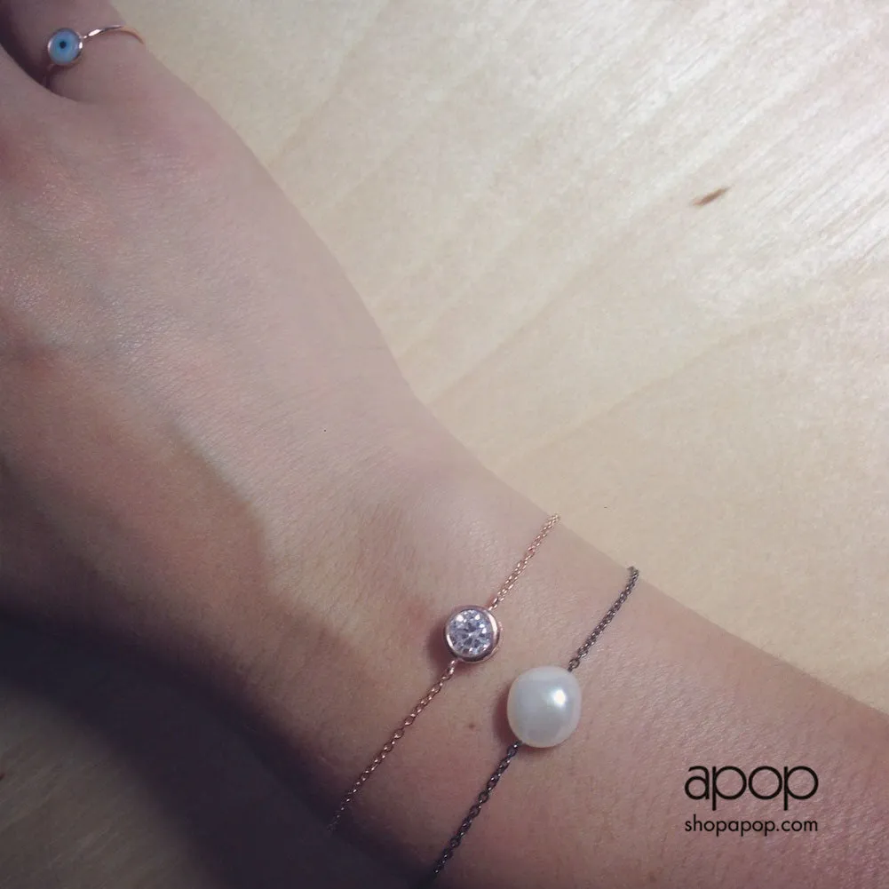 Gold-Dipped Mini Solitaire CZ Stone Bracelet