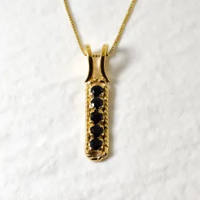 Gold Onyx Pendant - Black Bar Necklace - Vertical Onyx Necklace