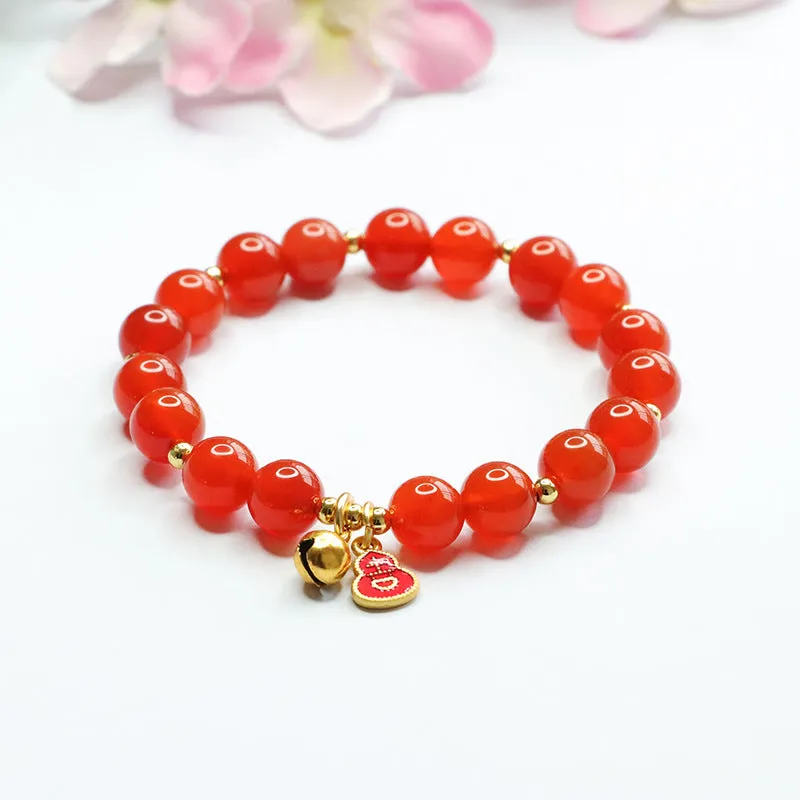 Golden Bell and Gourd Agate Bracelet