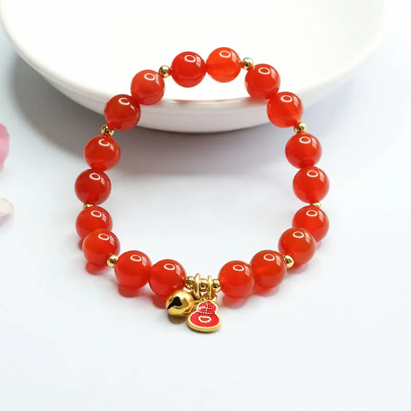 Golden Bell and Gourd Agate Bracelet