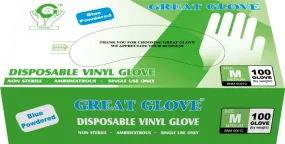 Great Glove - Blue Vinyl General Purpose Powdered Disposable Gloves - Case