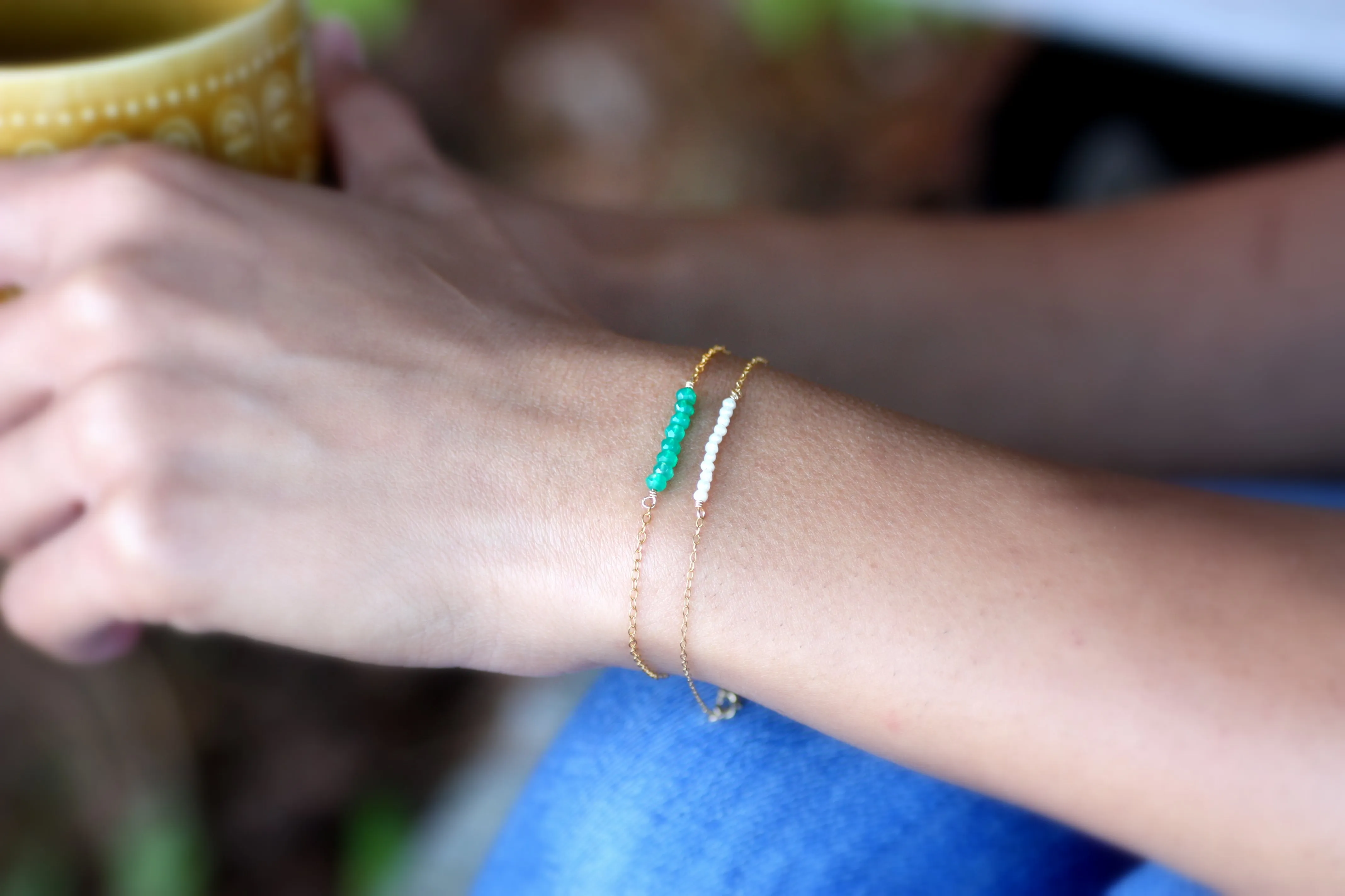 Green Onyx Petite Bar Bracelet
