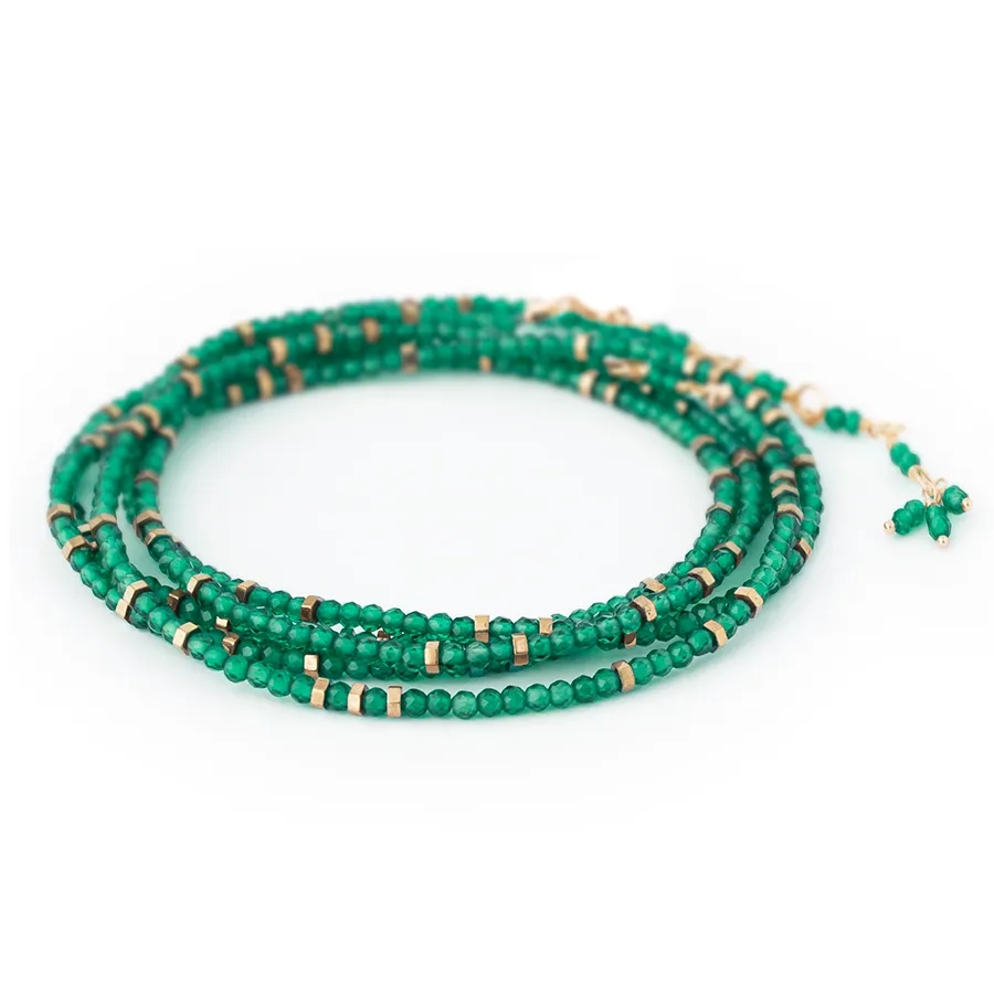 Green Onyx Wrap Bracelet - Necklace