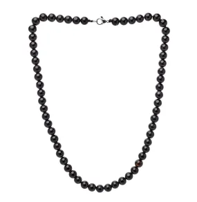 Handmade Men's Black Onyx Gemstone Beaded Necklace