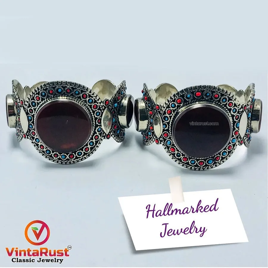 Handmade Tribal Stones Cuff Bracelet, Kuchi Jewelry