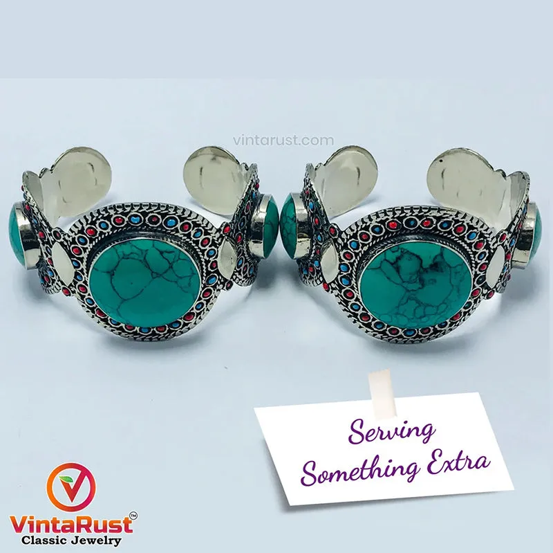 Handmade Tribal Stones Cuff Bracelet, Kuchi Jewelry