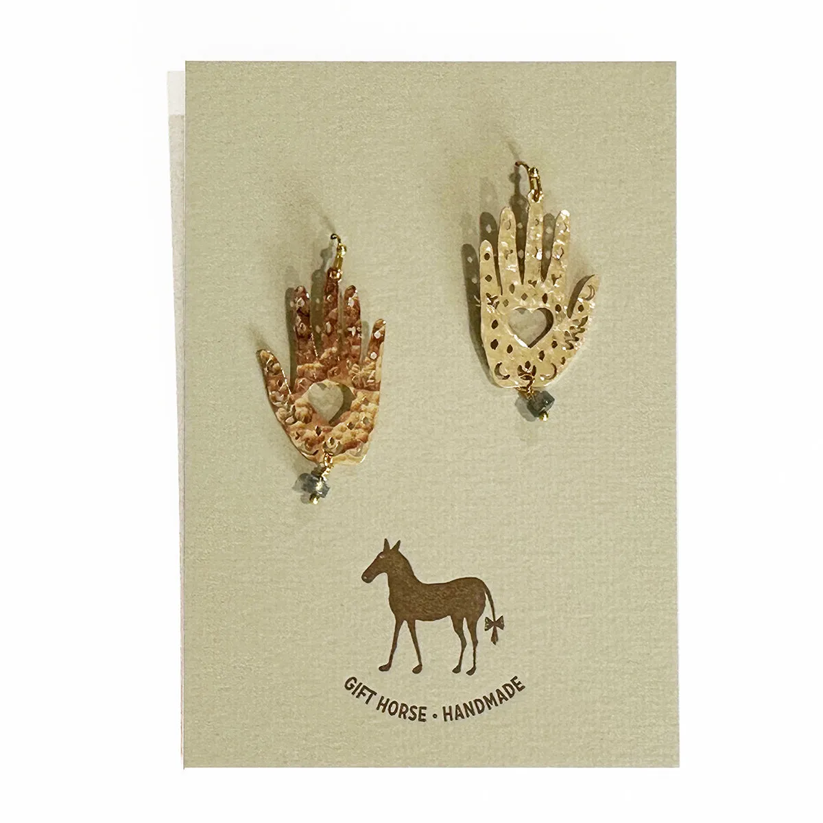 Healing hands earrings with semi precious bead NEW!