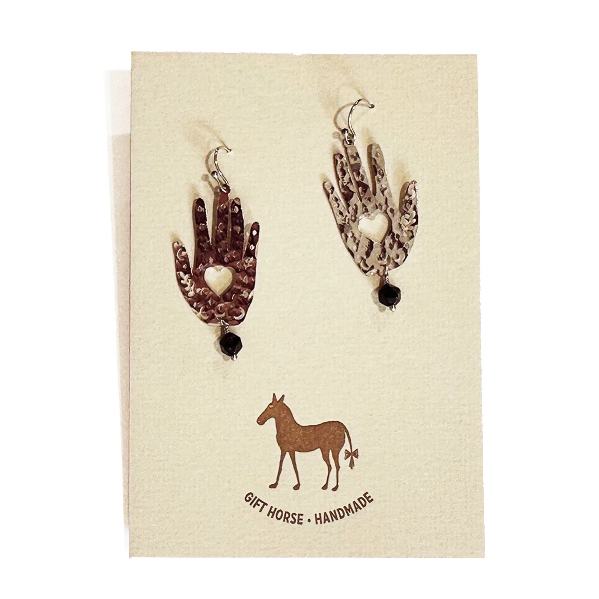Healing hands earrings with semi precious bead NEW!