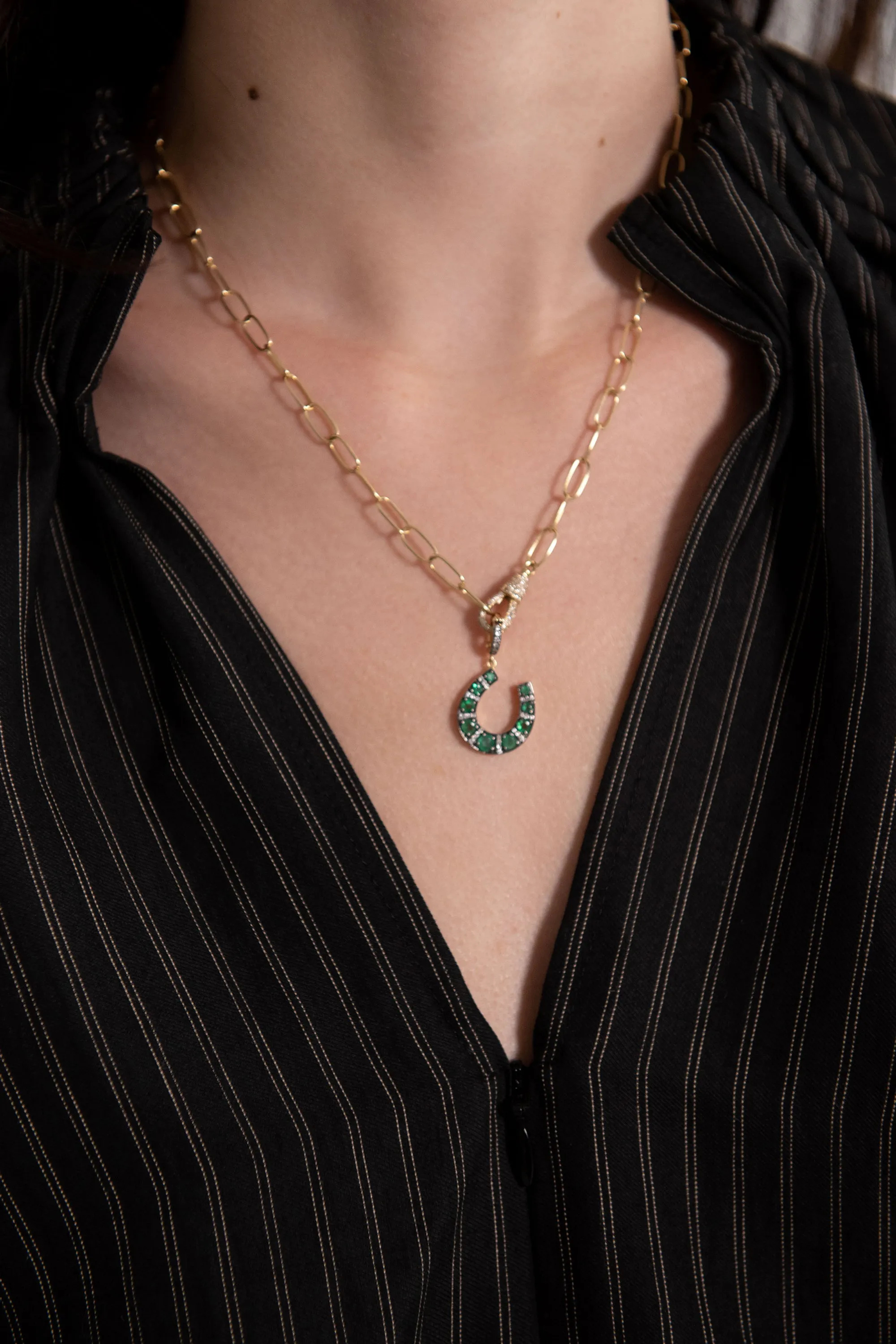 Horseshoe Pendant, Emerald