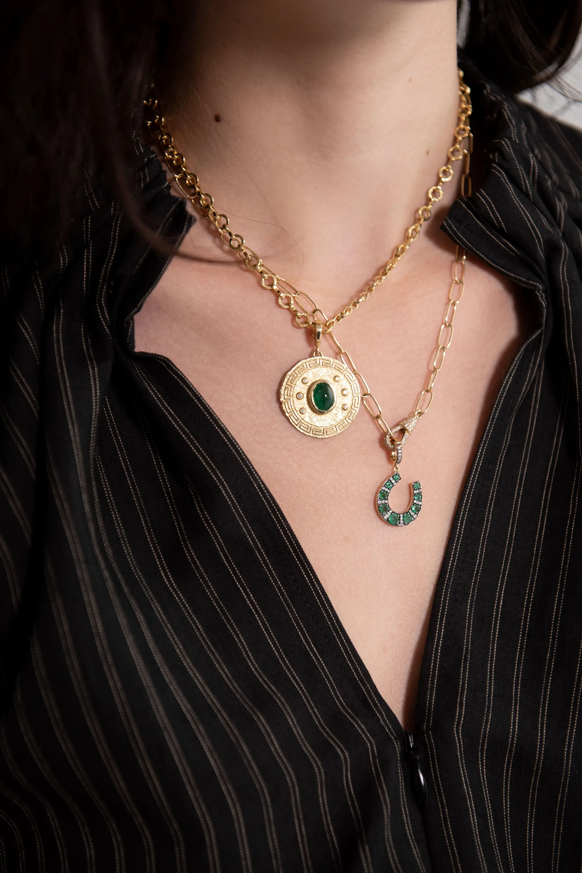 Horseshoe Pendant, Emerald