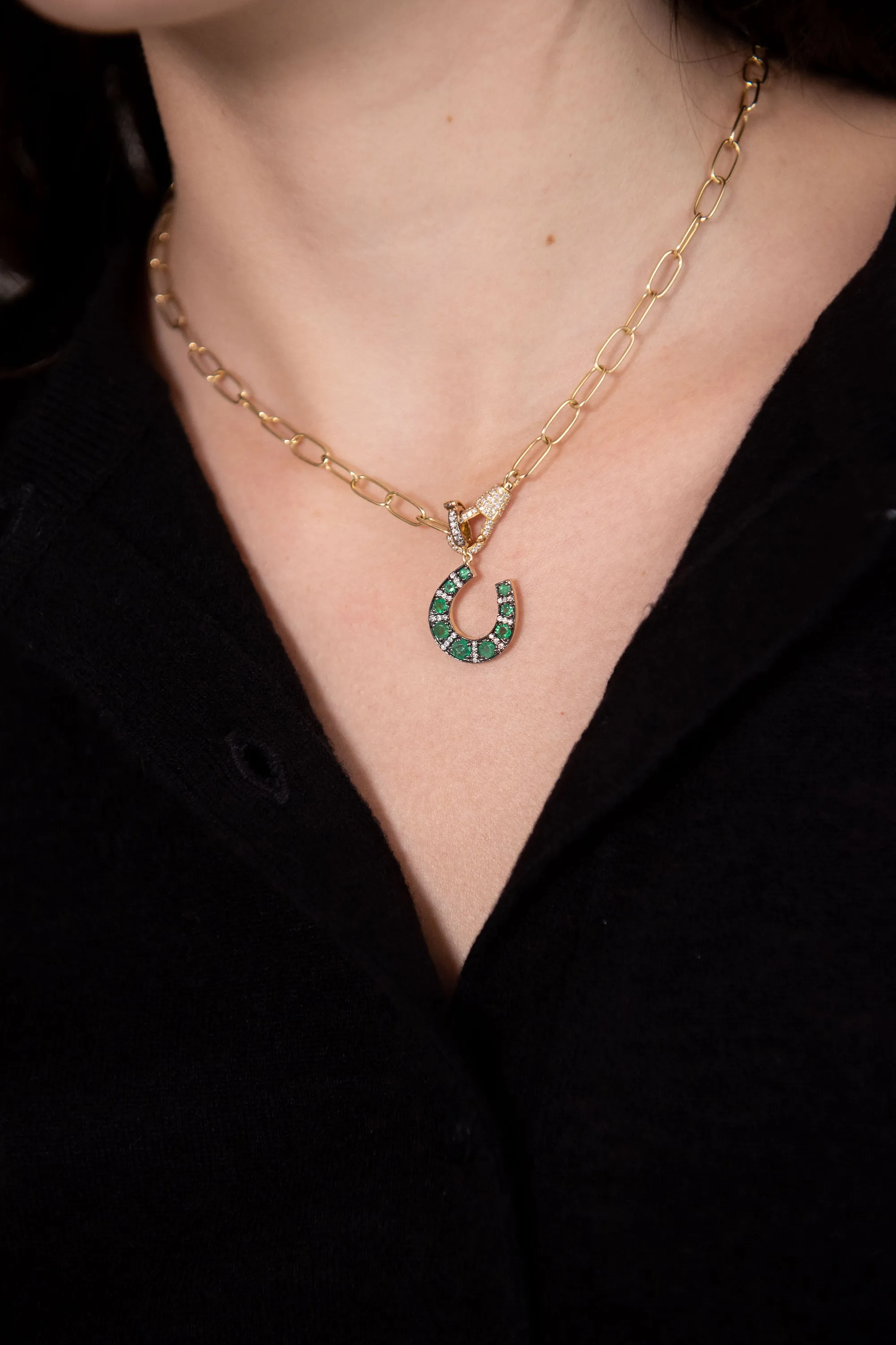 Horseshoe Pendant, Emerald