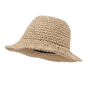 ililily Raffia Straw Feminine Sun Bonnet Hat Classic Crochet Bucket Hat