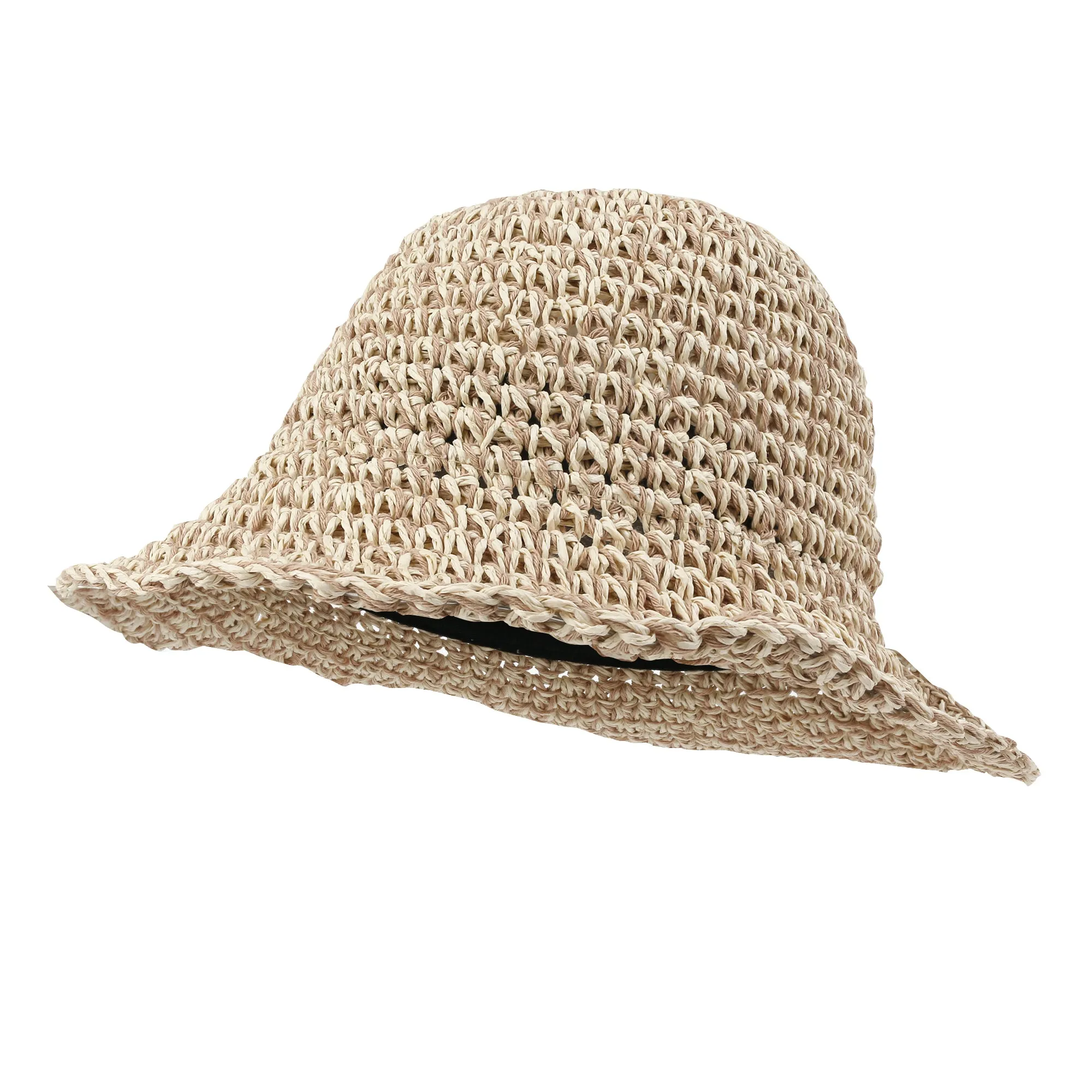 ililily Raffia Straw Feminine Sun Bonnet Hat Classic Crochet Bucket Hat