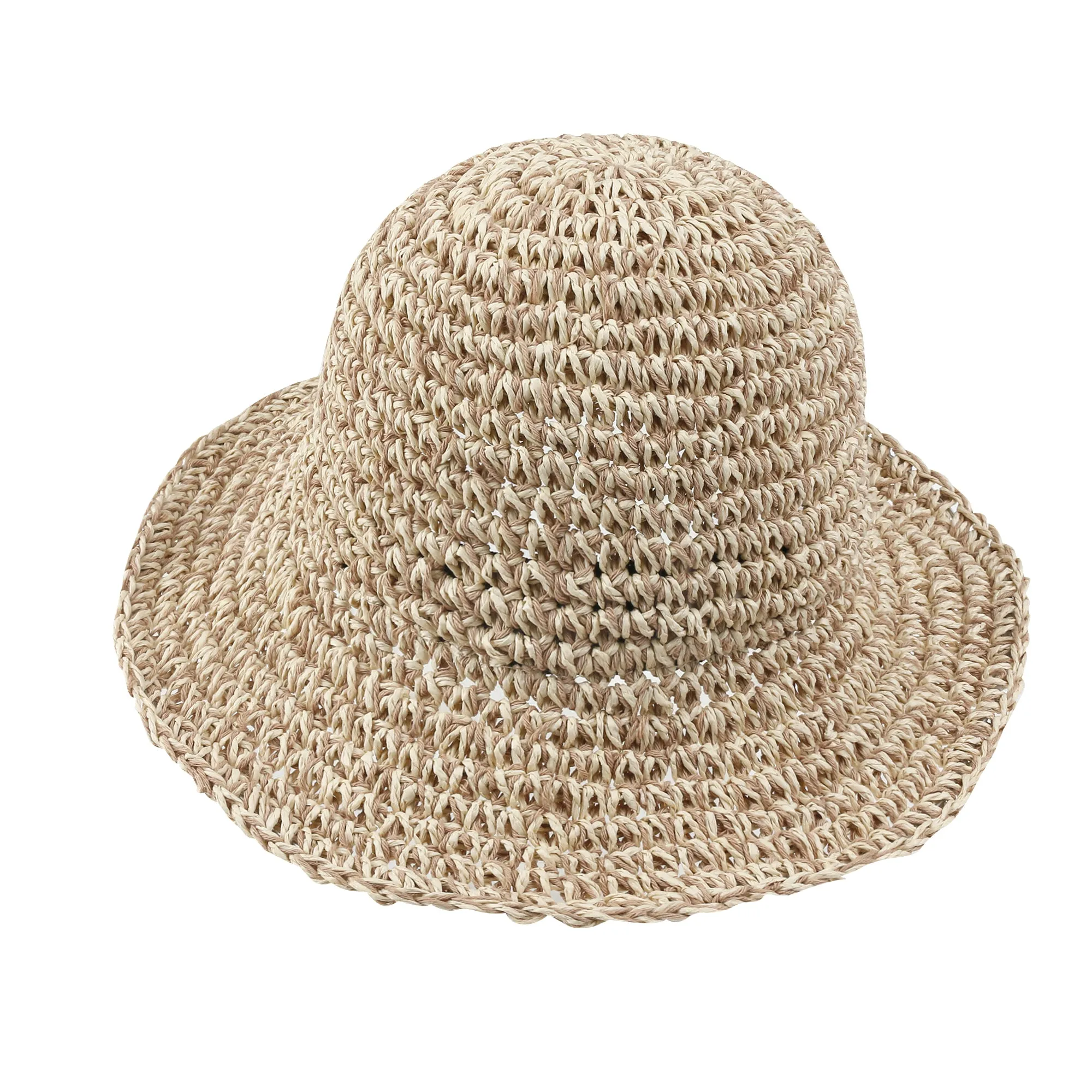 ililily Raffia Straw Feminine Sun Bonnet Hat Classic Crochet Bucket Hat