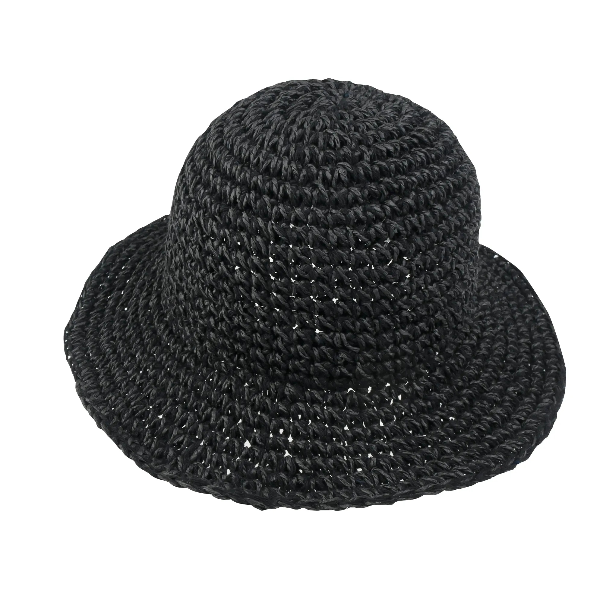 ililily Raffia Straw Feminine Sun Bonnet Hat Classic Crochet Bucket Hat