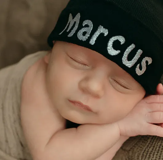 ilybean black hat with mixed white and gray pom pom newborn boy hospital hat