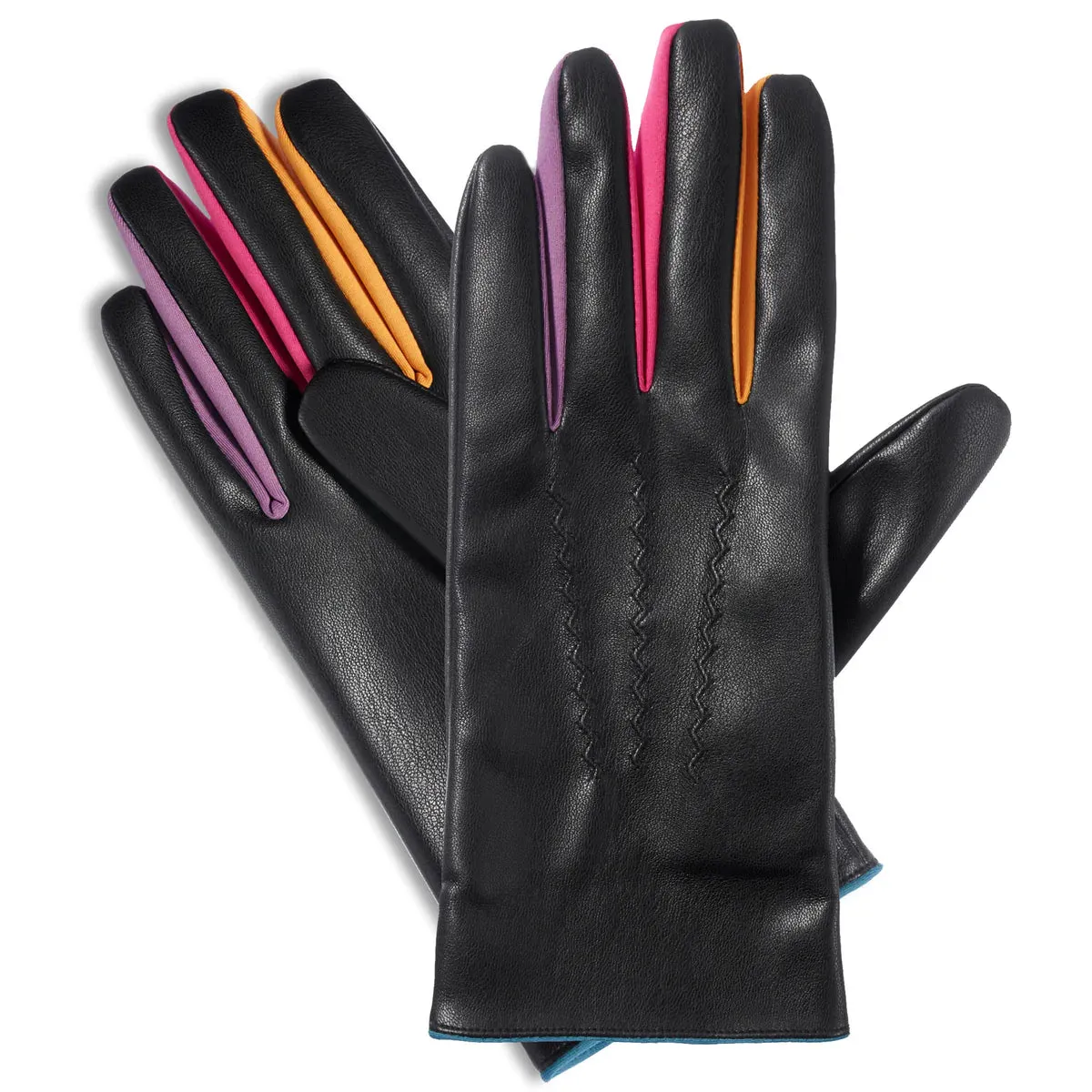 Isotoner Women's Faux Nappa smarTouch® Glove with Coloured Fourchettes