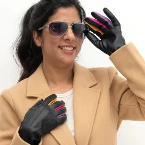 Isotoner Women's Faux Nappa smarTouch® Glove with Coloured Fourchettes