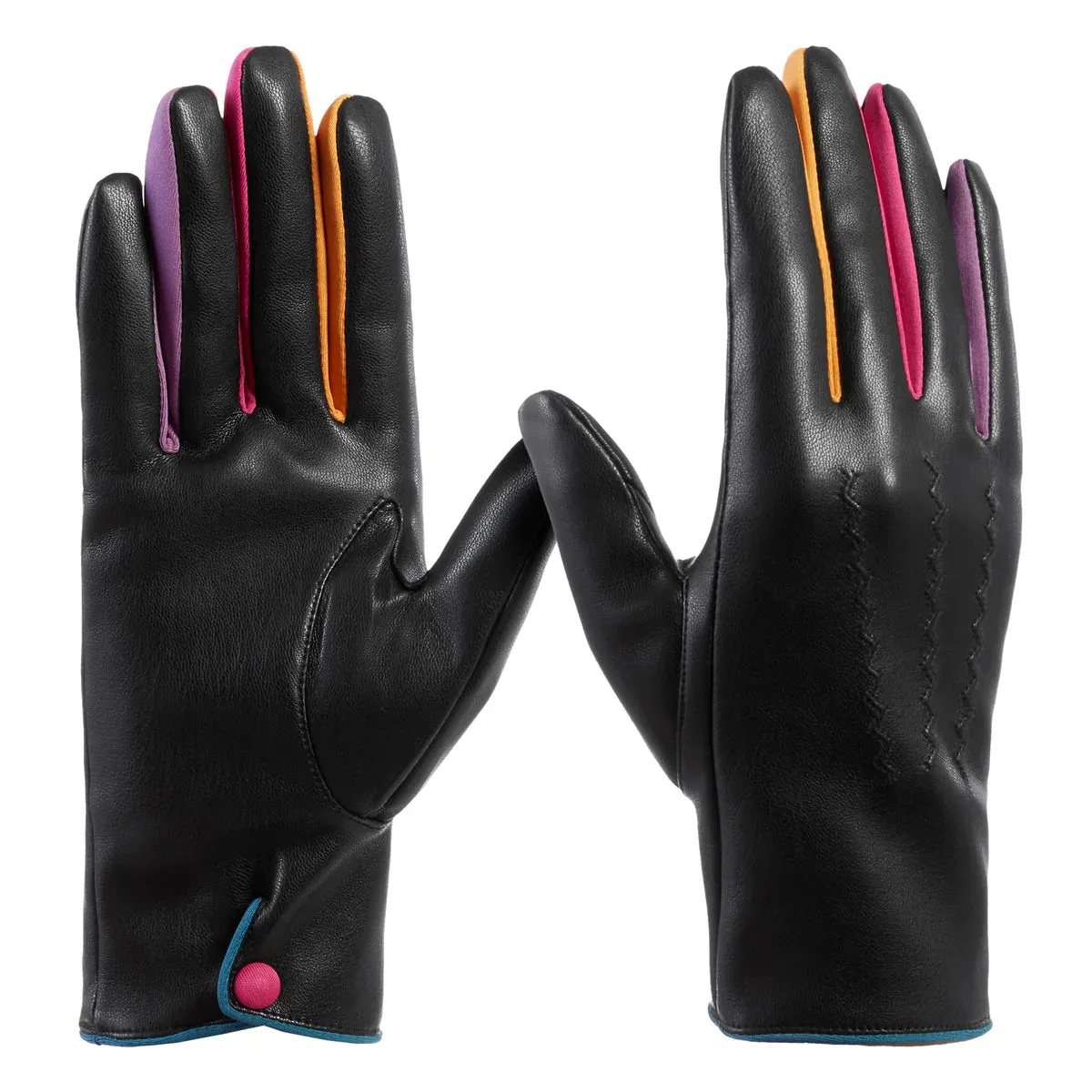 Isotoner Women's Faux Nappa smarTouch® Glove with Coloured Fourchettes