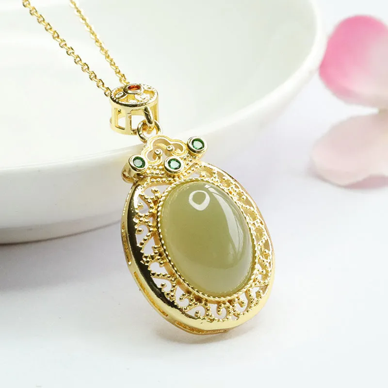 Jade Fortune's Favor Sterling Silver Pendant