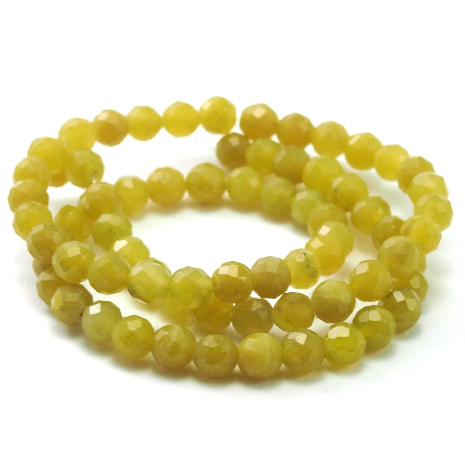 Jade Olive Faceted Rounds 6mm Strand