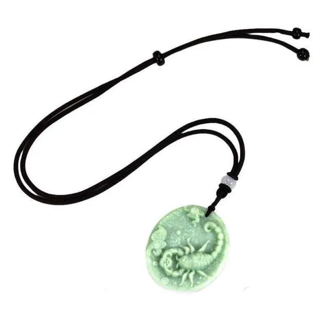 Jade Scorpion / Scorpio Pendant Necklace