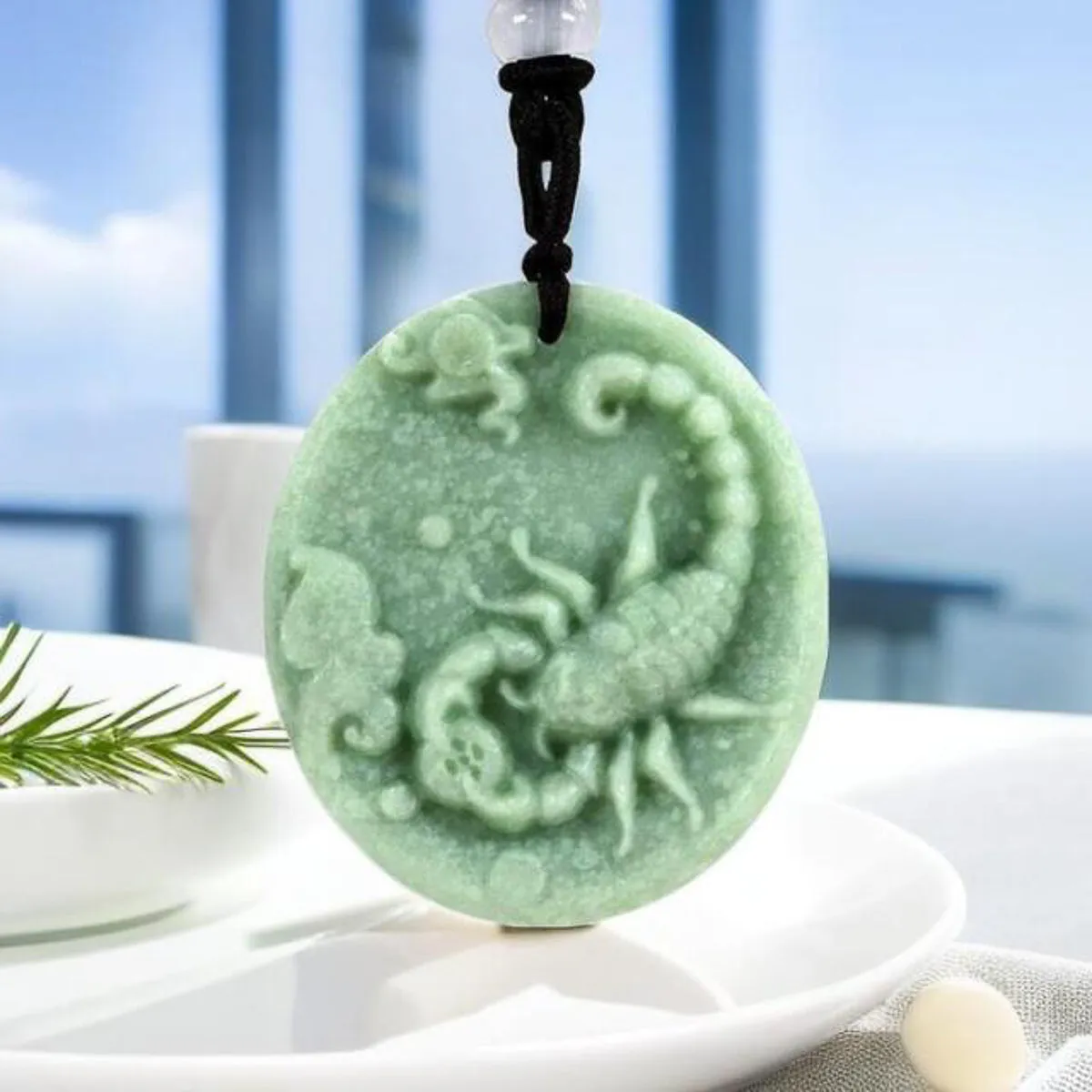 Jade Scorpion / Scorpio Pendant Necklace