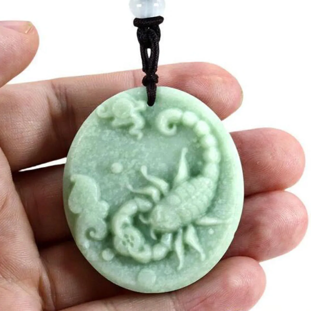 Jade Scorpion / Scorpio Pendant Necklace