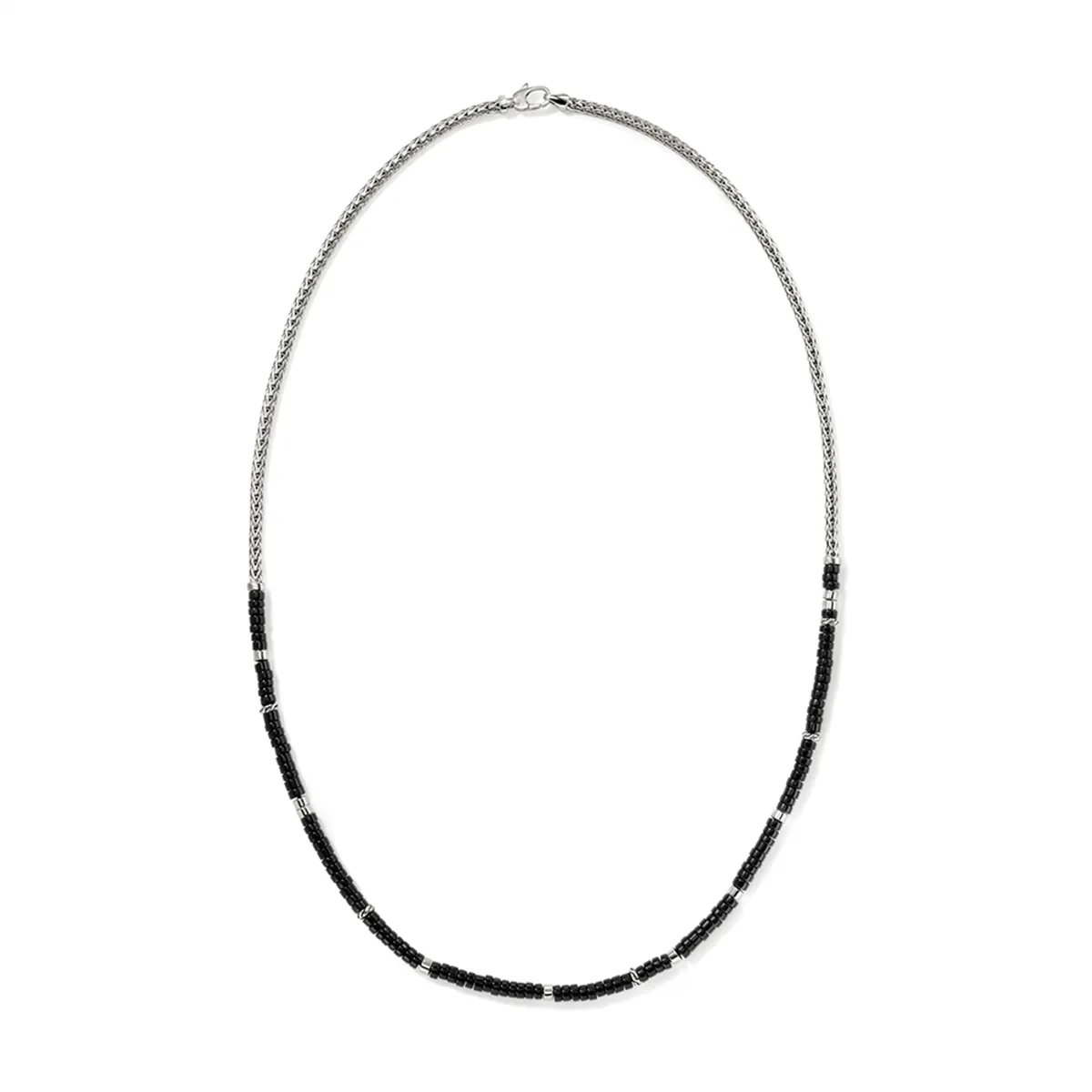 John Hardy Heishi Silver Necklace with Treated Black Onyx Beads