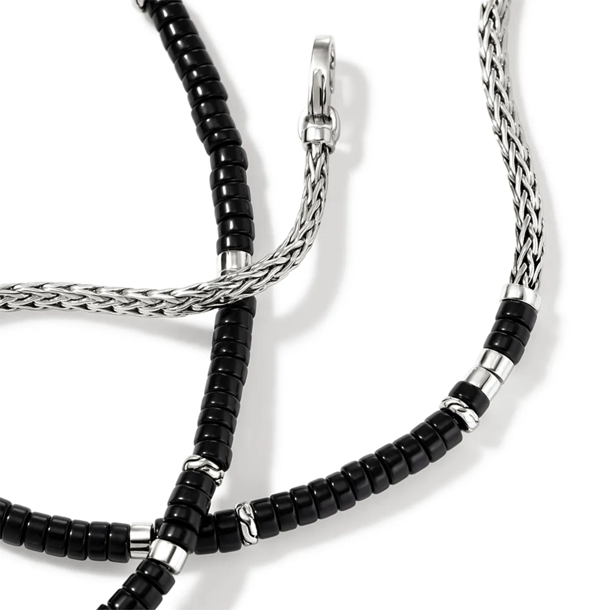 John Hardy Heishi Silver Necklace with Treated Black Onyx Beads