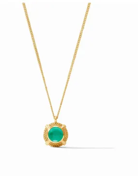 Julie Vos Cabochon Solitaire Necklace Iridescent Emerald Green