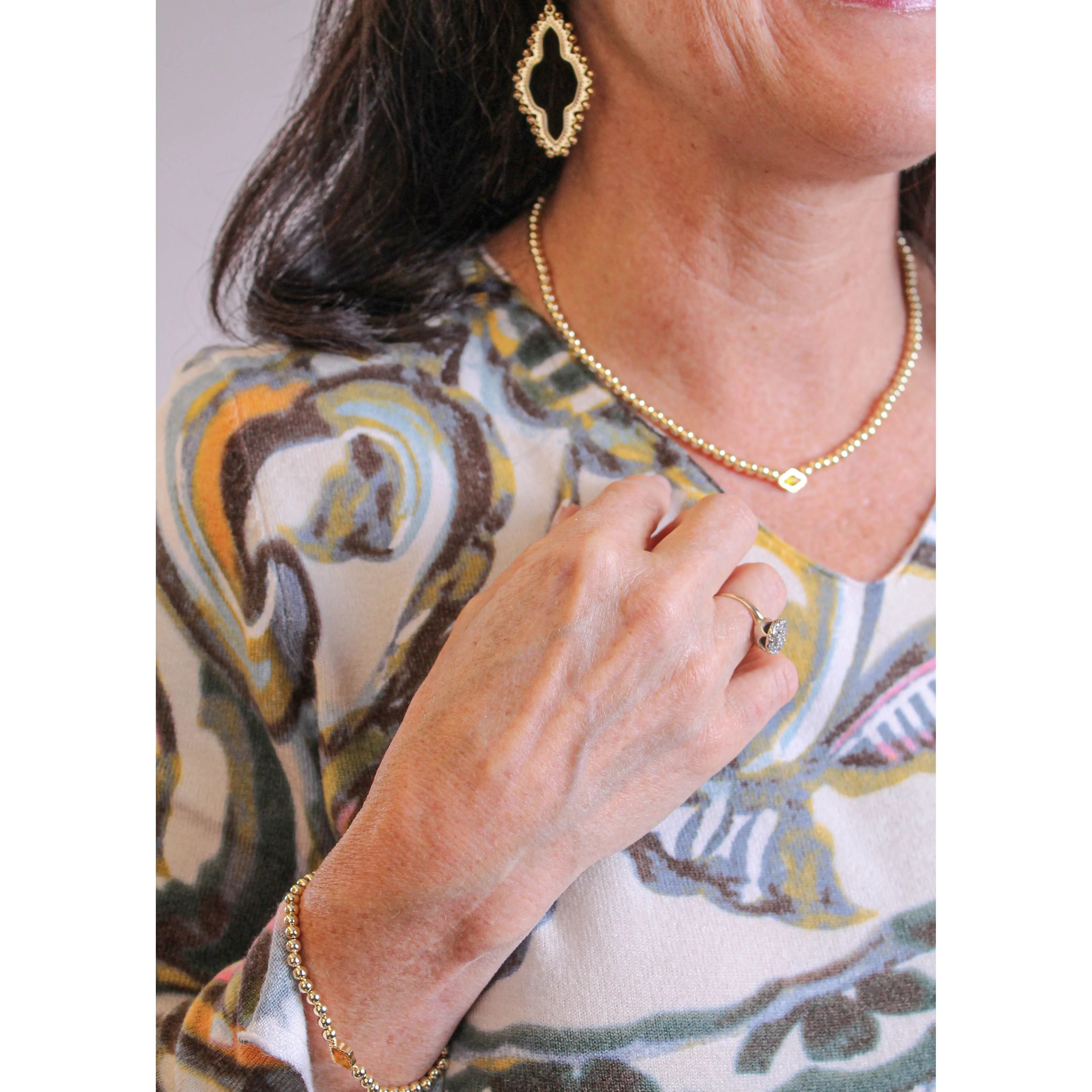 Kendra Scott Abbie Beaded Necklace with Marbled Amber Illusion