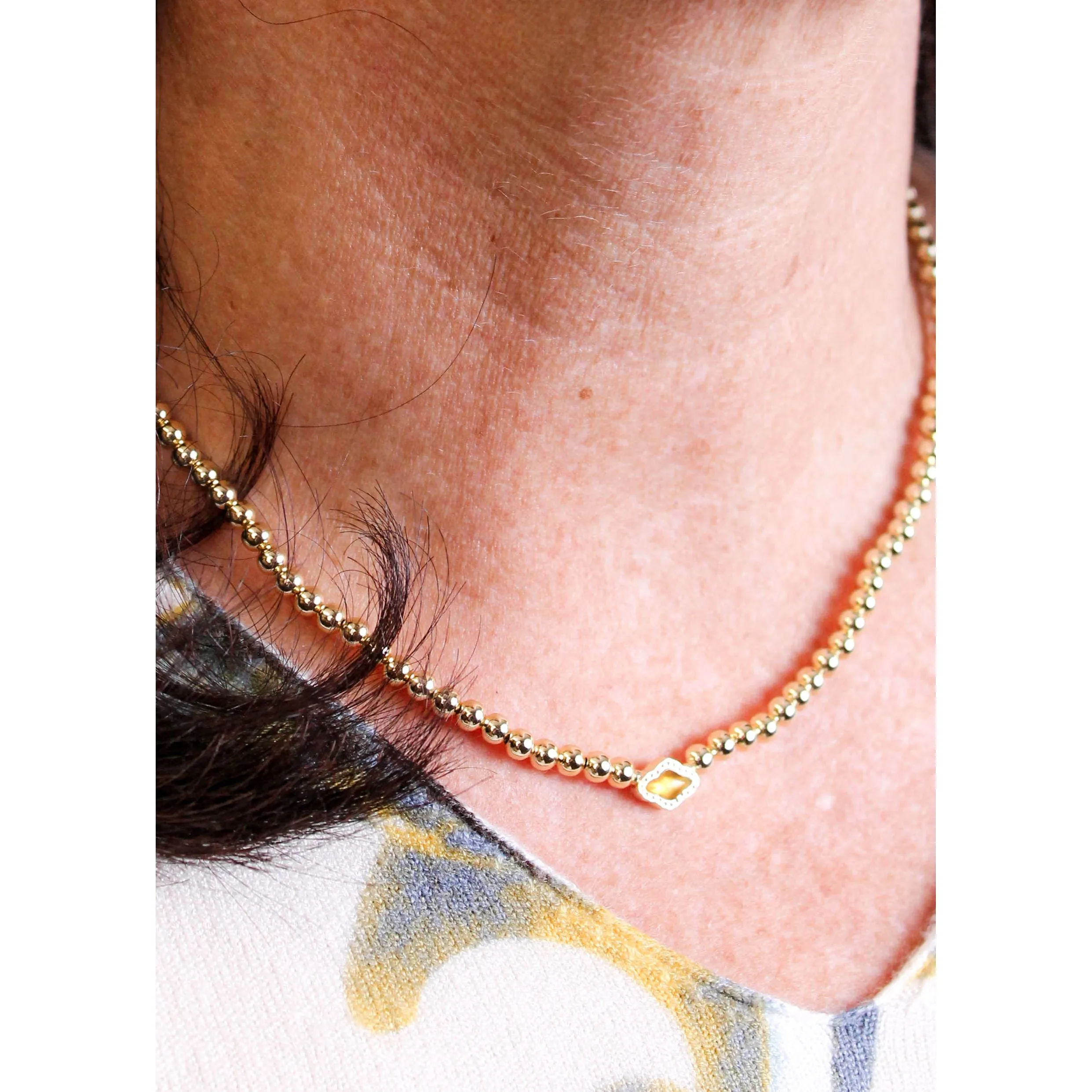 Kendra Scott Abbie Beaded Necklace with Marbled Amber Illusion
